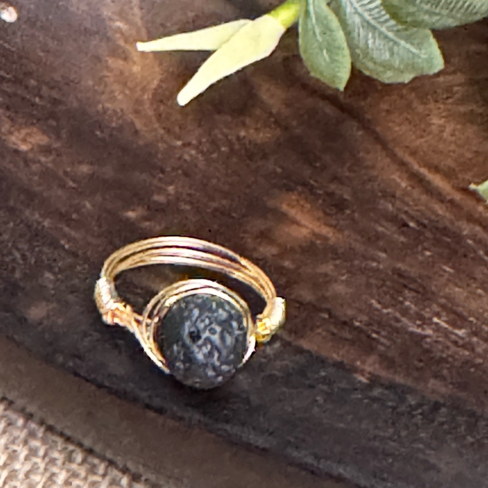 Elegant Gold and Black lava Ring